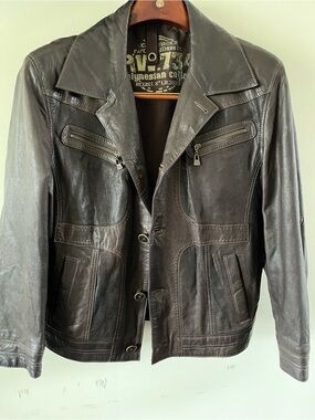 Men's Kircilar Turkish Leather Jacket with Zip Pockets - dark brown soft leather